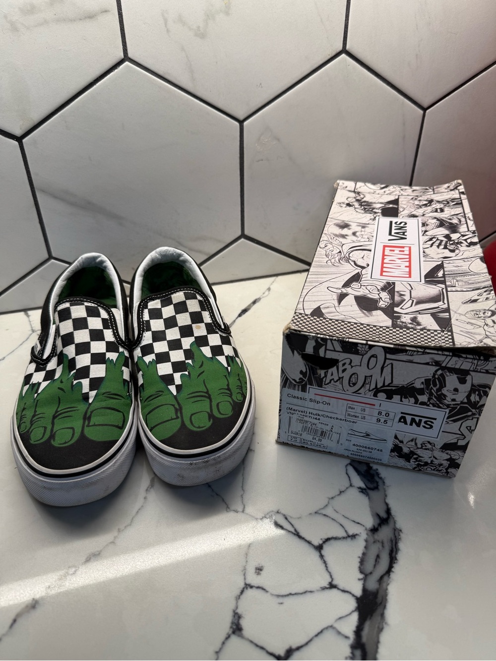 Vans Slip-On Sneakers — Hulk toes & Checkered